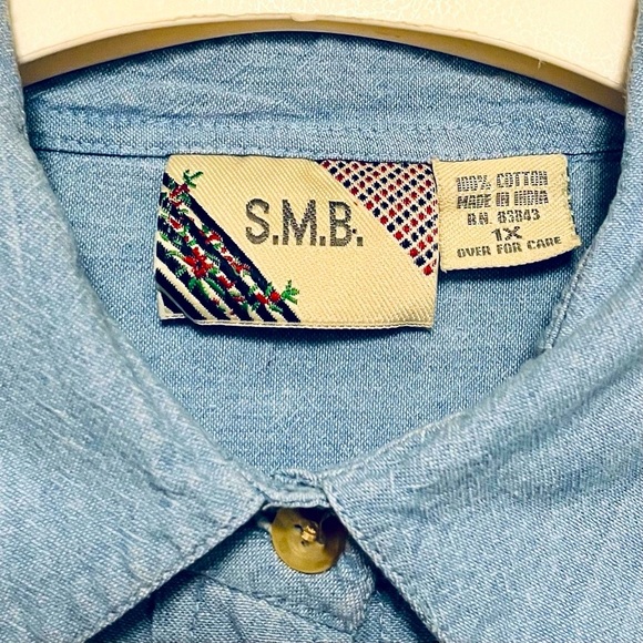 Vintage Denim Button Down Shirt Womens Embroidered Novelty Cottagecore Plus 1X - Picture 4 of 7